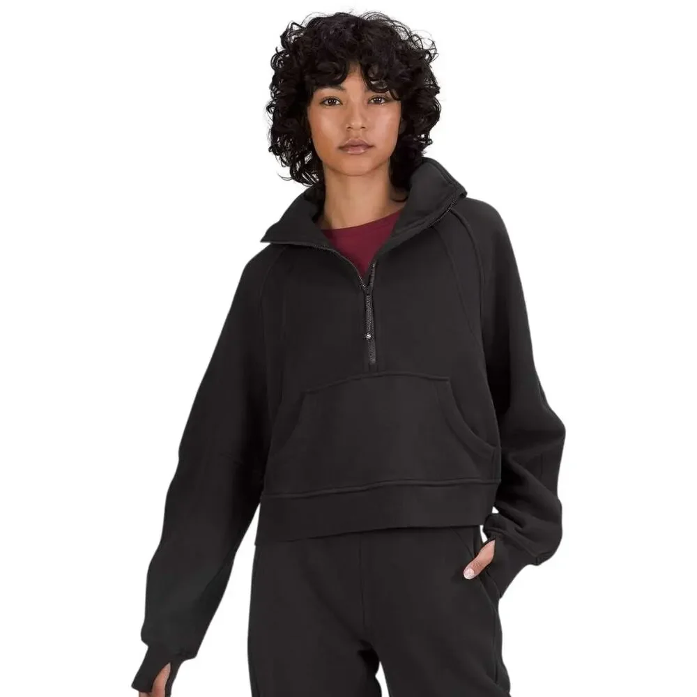 Lululemon Scuba Oversized Funnel Neck Sweatshirt Black Size M/L Cotton Fleece